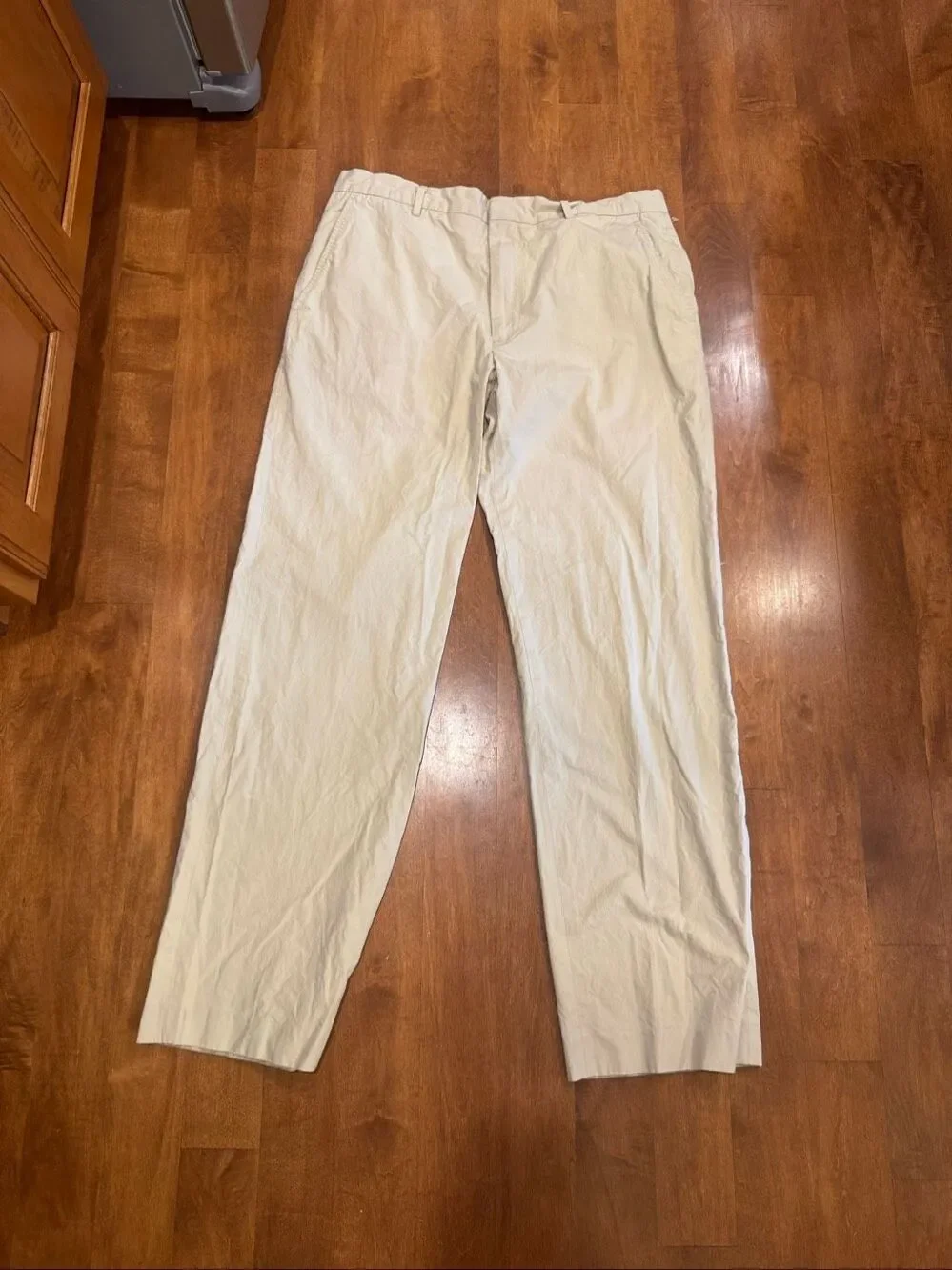 Banana Republic Dress Chino Mens 36/34 Khaki Beige Flat Front Pants Straight